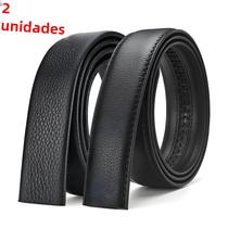 Cinto Masculino de Couro PU Preto - 35cm de Largura, 2 Peças, Sem Fivela