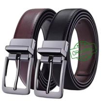 Cinto Masculino Dupla Face Premium Preto e Marrom Reversível, Fivela Metálica Elegante, Estilo Social e Casual
