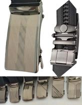 Cinto Masculino em Couro Premium com Fivela Automática de Metal Escovado Design Moderno, Ajuste Preciso e Alta Durabilidade