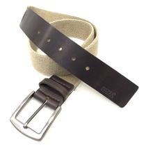 Cinto Masculino em Lona com Ponteira em Couro Razaa