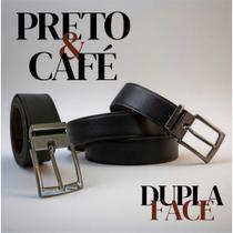Cinto Masculino em material sintético Premium Ajustável, Dupla Face, Fivelas Níquel e Preto