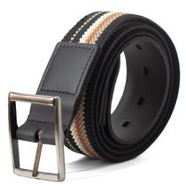 Cinto Masculino Fasolo Casual Elástico Couro Confortável Fivela Metálica