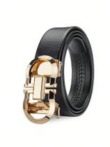 Cinto Masculino Luxuoso Com Fivela Automática Dupla D Casual Com Padrão De Lichia Presente Do Pai