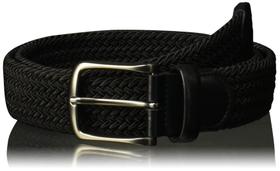 Cinto masculino Perry Ellis em tecido elástico com acabamento em couro preto Cinto masculino Perry Ellis em tecido elástico com acabamento em couro preto