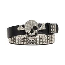 Cinto Masculino Punk Escuro Com Fivela De Caveira E Rebites Para Jeans - Cinto Decorativo Versátil Cinto Masculino Punk Escuro Com Fivela De Caveira E Rebites Para Jeans - Cinto Decorativo Versátil