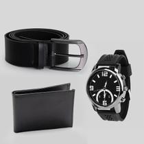 Cinto Masculino Resistente Kit Relógio e Carteira