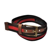 Cinto Masculino RMarqCollection Fita/Gorgurão Marrom listra Vermelha Fivela (4 cm)