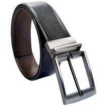 Cinto Masculino Social Couro Bovino Fivela Giratoria Metal Escovado Dupla Face Largo Elegante Estilo Homem Fashion Moderno