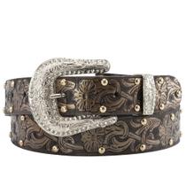 Cinto Metalizado Feminino Country Floral com Fivela Trabalhada e Strass Cinto Metalizado Feminino Country Floral com Fivela Trabalhada e Strass