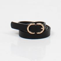 Cinto Minimalista Fivela Redonda Preto Passante Dourado