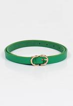 Cinto Minimalista Fivela Redonda Verde Passante Dourado