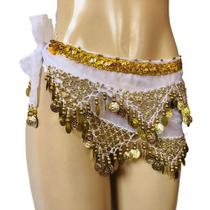Cinto Moedas Lenço de Quadril Paetês Dourados Dança do Ventre/Cigana LQ-002-U