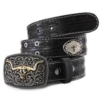 Cinto Muladeiro Cowboy Estilo Country Couro Com Fivela Ouro Velho