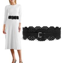 Cinto Obi de couro largo XZQTIVE para mulheres, vestidos pretos