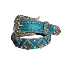 Cinto Paul Western Azul Com Pedraria