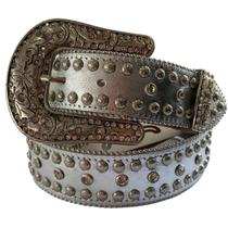 Cinto Paul Western Feminino Prata Couro Legítimo Com Tachas Cinto Paul Western Feminino Prata Couro Legítimo Com Tachas