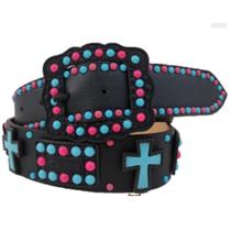 Cinto Paul Western Feminino Rosa e Turquesa