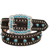 Cinto Paul Western Marrom Pedra Turquesa