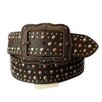 Cinto Paul Western Marrom Tacha Prata