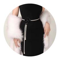 Cinto Pérolas Mulher Luxo Elegante Rosa Preta -