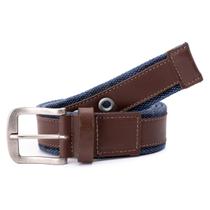 Cinto Plus Size de Lona em Algodão Detalhes em Couro Legítimo Masculino 3016