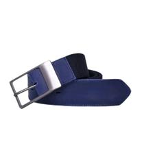 Cinto Plus Size Masculino Elastano Tecido Flexivel Macio Com Ponteiras Em Couro Fechamento Fivela