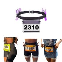 Cinto Porta Número Para Corrida Triathlon Ciclismo Gel Carbo