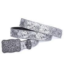 Cinto Prata Metalizado Floral Em Couro Country Feminino Cinto Prata Metalizado Floral Em Couro Country Feminino