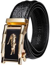 Cinto Ratchet Belt Barry.Wang masculino de couro granulado marrom com 3,5 cm de largura
