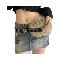 Cinto Retro Punk Y2K Com Patches De Pelúcia Para Mulheres, Estilo Spicy Girl Cinto Retro Punk Y2K Com Patches De Pelúcia Para Mulheres, Estilo Spicy Girl