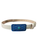 Cinto Ruth Off White com Fivela Azul Country Zé Filó
