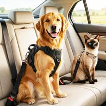 Cinto Segurança Pet FBI Preto Caes Gatos Carro Coleira Guia Cinto Segurança Pet FBI Preto Caes Gatos Carro Coleira Guia