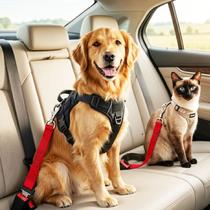Cinto Segurança Pet FBI Vermelho Caes Gatos Carro Coleira Cinto Segurança Pet FBI Vermelho Caes Gatos Carro Coleira