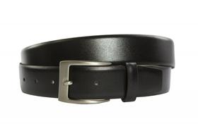 Cinto Social Masculino em Couro Preto, fivela cromada.