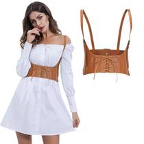 Cinto Suspensório Corset Couro Pu Elástico Fivela Underbust Tamanho:80cmCor:Marrom Cinto Suspensório Corset Couro Pu Elástico Fivela Underbust Tamanho:80cmCor:Marrom