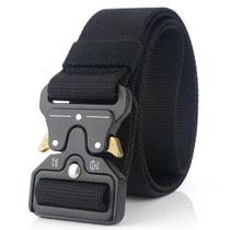 Cinto Tático Militar Preto Com Fivela de Metal Engate Rápido