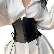 Cinto Tipo Corset Underbust Decorativo Realça Cintura Material Sintético Com Elástico e Zíper Preto M982 Cinto Tipo Corset Underbust Decorativo Realça Cintura Material Sintético Com Elástico e Zíper Preto M982