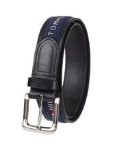 Cinto Tommy Hilfiger Ribbon Inlay preto/azul marinho para homens