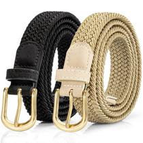 Cinto trançado Alphyly Neries feminino de golfe elástico preto 100-112 cm Cinto trançado Alphyly Neries feminino de golfe elástico preto 100-112 cm