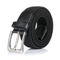Cinto trançado BSLLNEK Elastic de 1 3/8 polegadas para golfe casual preto