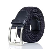 Cinto trançado BSLLNEK elástico de 3,5 cm azul marinho para homens tamanho XL