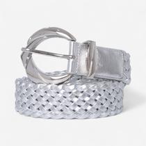 Cinto Trançado Feminino Prata