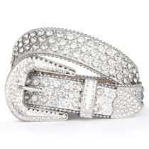 Cinto UnFader Rhinestone Western Bling Cowgirl branco para mulheres