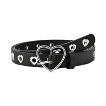 Cinto unissex de couro PU preto com fivela e ilhós estilo punk, para jeans e roupas casuais Cinto unissex de couro PU preto com fivela e ilhós estilo punk, para jeans e roupas casuais