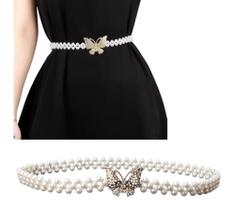 Cinto Versátil Com Fivela Borboleta Luxo Cravejada