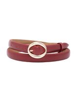 Cinto Via Lessa Windsor Fivela Dourada em Couro Cherry Cinto Via Lessa Windsor Fivela Dourada em Couro Cherry
