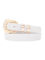 Cinto Via Lessa York Passantes Duplos em Couro Branco