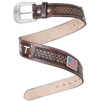 Cinto Western Ariat Couro Cowboy Fivela de Metal Texturizado Otima Qualidade Festa do Peao Barretos