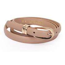 Cinto WJ Feminino Com Fivela Arredondada e Dois Passantes - bege