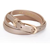 Cinto WJ Feminino Com Fivela Arredondada e Dois Passantes - dourado